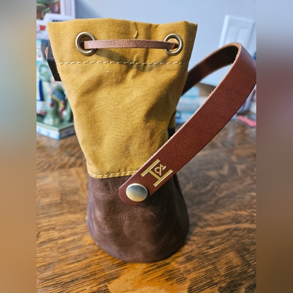 Canvas and leather small project bag - Picture 3 of 3